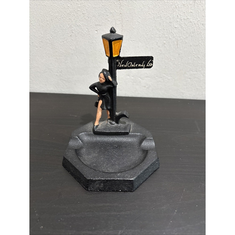 Vintage Cast Iron Lady Of The Night Bottle Opener & Ashtray John Wright 1930 VGC